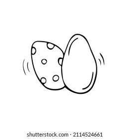 Easter eggs Hand drawn doodle decorative elements in vector for coloring book. Black and white