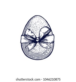 Easter eggs hand drawn Isolated vector illustration. Gift egg. Universal templates for invitation or packaging. Engraving