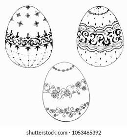 Easter eggs hand drawn. Set
