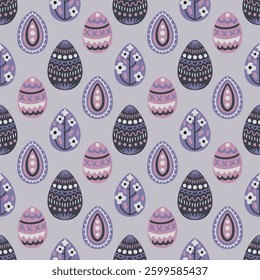 Easter eggs hand drawn style. Seamless vector pattern