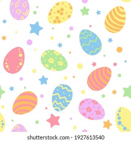 Easter eggs hand drown vector seamless pattern for backgrounds, cards, posters, bags