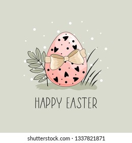 Easter eggs with hand-drawn phrase "Happy Easter".Brush for invitations and cards.