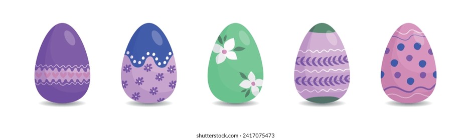 Easter eggs. Hand-painted colored Easter eggs. Vector.