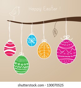 Easter eggs hanging on tree vector illustration