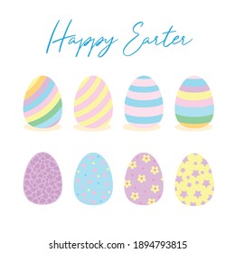 Easter eggs. happy easter with different colors and patterns. Rainbow colored isolated vector illustration 