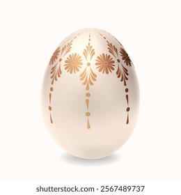 Easter eggs. Happy Easter golden egg. Easter egg hunt. Realistic eggs. Realistic 3d symbols of passover. Realistic white egg. Easter holiday symbol. 3d vector egg. Easterly decorations. Elegant 