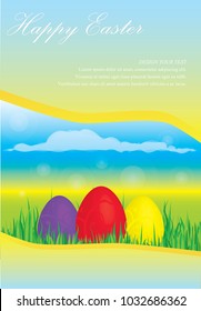 Easter eggs with happy Easter text greeting card for Easter day, Happy Easter greeting card, Eps 10 vector