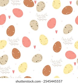 Easter eggs and hearts . Cute eggs seamless patern.