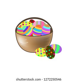 Easter eggs. Holiday background. Modern stylish abstract background for greeting . Symbol love, life, spring. Colorful template for prints, banner, card, label. Design element. Vector illustration