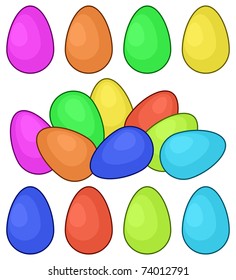 Easter eggs, the holiday symbol, painted in different colours, set