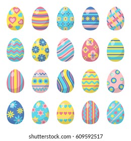 Easter eggs for Easter holidays design. Happy Easter day vector clip art for your design project. Vector icons flat style.