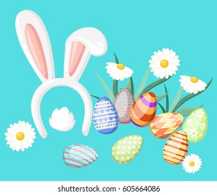 Easter eggs for Easter holidays design on white background. Flat design style vector illustration