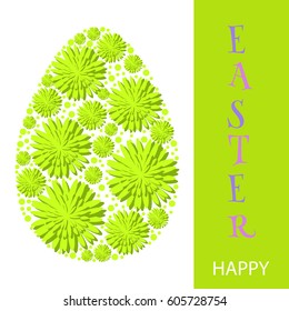 Easter eggs for holidays design on white background. Spring  flowers. Vector template.