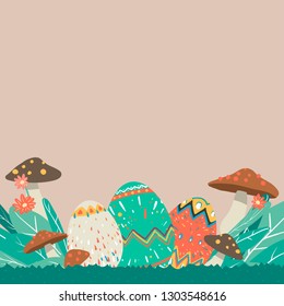 Easter eggs hunt festival background vector