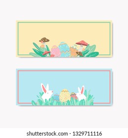 Easter eggs hunt festival banner vector