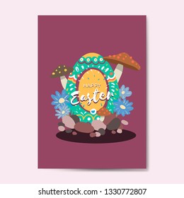 Easter eggs hunt festival greeting card vector