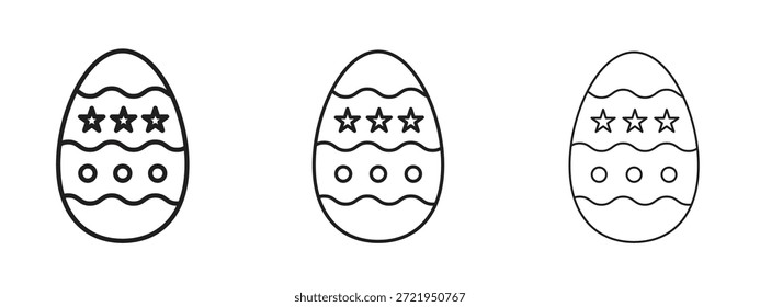 Conjunto de pictograma negro con logo de huevos de Pascua. arte de contorno de línea delgada.