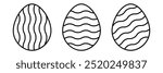 Easter eggs icon set. Set of decorated ester eggs vector. Spring easter black and white egg elements. 