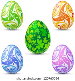 Easter eggs icon set decorated in celtic style