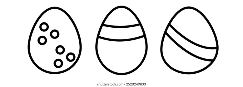 Easter eggs icon set. Set of decorated ester eggs vector. Spring easter black and white egg elements. 