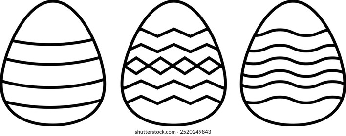 Easter eggs icon set. Set of decorated ester eggs vector. Spring easter black and white egg elements. 