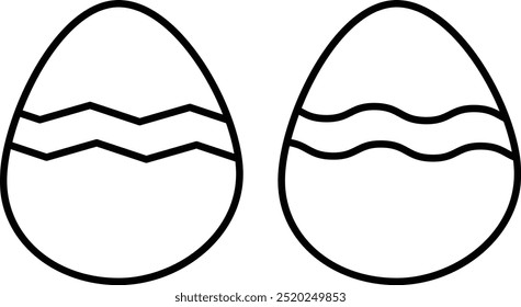 Easter eggs icon set. Set of decorated ester eggs vector. Spring easter black and white egg elements. 
