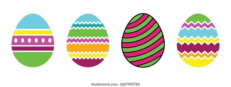 Easter eggs icon set. Set of decorated ester eggs vector. Spring easter egg elements for design. Vector illustration. EPS 10