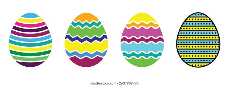 Easter eggs icon set. Set of decorated ester eggs vector. Spring easter egg elements for design. Vector illustration. EPS 10