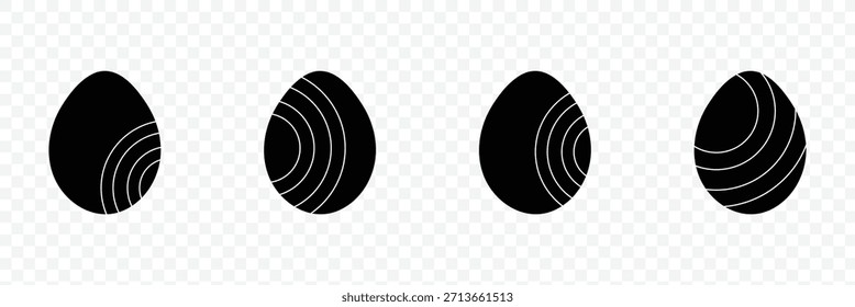 Easter eggs icon set. set of decorated ester eggs vector. spring easter black and white egg elements .Vector Illustration .EPS 10 .