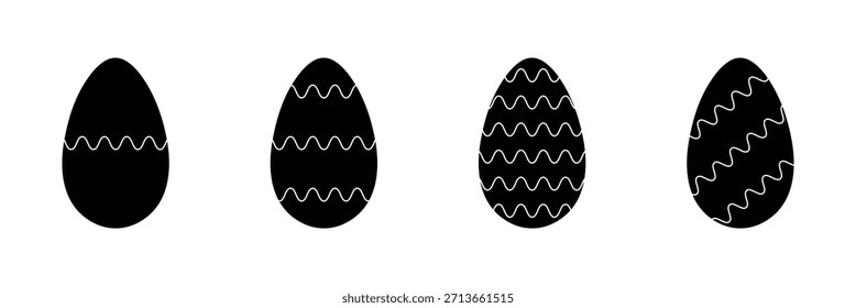 Ovos de Páscoa ícone conjunto. conjunto de ovos de éster decorados vetor. primavera easter preto e branco ovos elementos .Vetor Ilustração .EPS 10 .