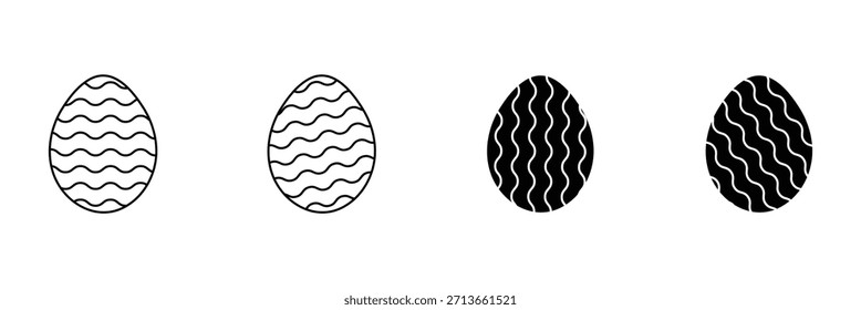 Easter eggs icon set. set of decorated ester eggs vector. spring easter black and white egg elements .Vector Illustration .EPS 10 .