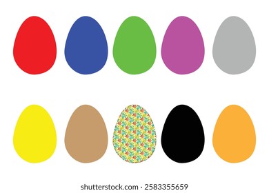  Easter eggs icon set in multi color. Set of decorated ester eggs vector. Eggshell and egg icon set. Vector Formats.  Spring ester multi color egg elements. 