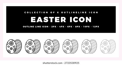 Conjunto de iconos de huevos de Pascua. Diseño de arte de línea de contorno