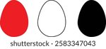 Easter eggs icon set. Red white and black ester egg icon set. Spring ester black and white and red egg elements. Vector Formats. Eggshell and egg icon set.