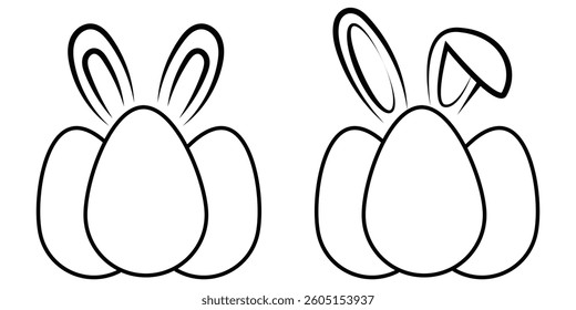 Easter eggs icon set. Spring linear egg icons with different pattern style.  vector illustration  for card, invitation, print, sticker, banner, poster. Easter egg festival.