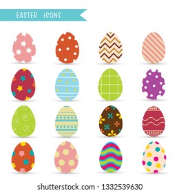 Easter eggs icons, Cartoon icons collection.Vector illustration.