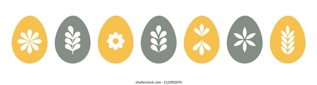 Easter eggs icons collection. Vector illustration.