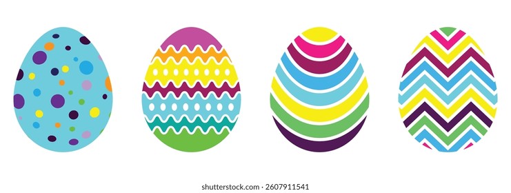 Easter eggs icons in flat design, happy easter, easter eggs collection, happy easter day vector elements
