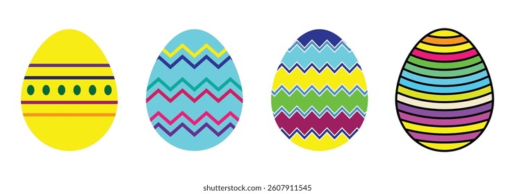 Easter eggs icons in flat design, happy easter, easter eggs collection, happy easter day vector elements
