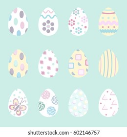 Easter eggs icons flat style. Vector illustration