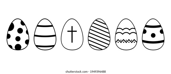  Easter Eggs icons Happy Easter Vector outline.10EPS
