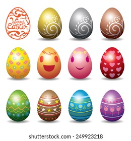 Easter Eggs Icons and Illustration Set
