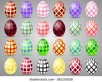 Easter eggs icons with mesh. Eggs for Easter holidays