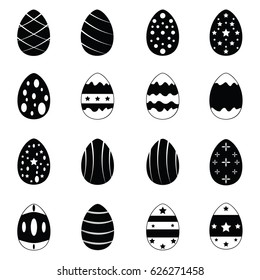 Easter eggs icons set.