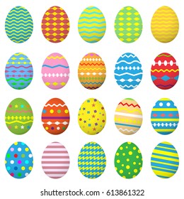 Easter eggs icons set. Collection eggs. Isolated on white background. Vector illustration.