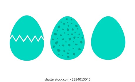 Easter eggs icons set. Cracked egg, speckled egg and plain. Vector illustration