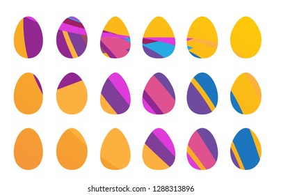 Easter eggs icons set for happy Easter greeting card design. Egg vector icon collection with different geometric patterns and textures