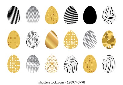 Easter eggs icons set for happy Easter greeting card design. Egg vector icon collection with different geometric patterns and textures