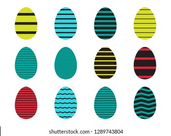 Easter eggs icons set for happy Easter greeting card design. Egg vector icon collection with different geometric patterns and textures