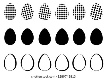 Easter eggs icons set for happy Easter greeting card design. Egg vector icon collection with different geometric patterns and textures